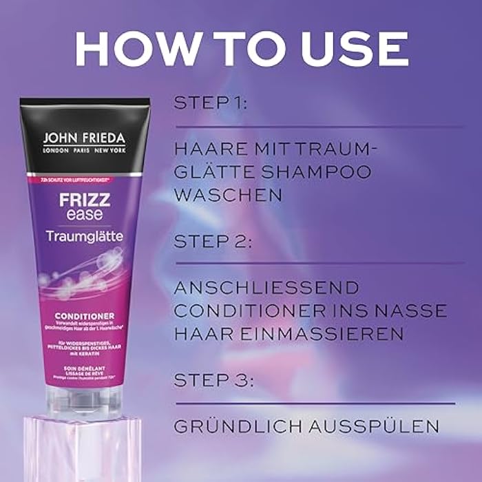 John Frieda - Frizz Ease Dream Smoothing Conditioner - Content: 250ml - Hair Straightening & 72h Moisture Protection with Keratin - For Unruly Medium to Thick Hair - 250ml - Image 5